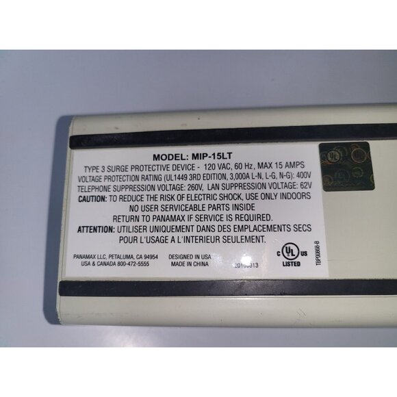 PANAMAX MIP-15LT 2 OUTLETS TELCO/LAN SURGE PROTECTOR - Works! - Picture 11 of 12